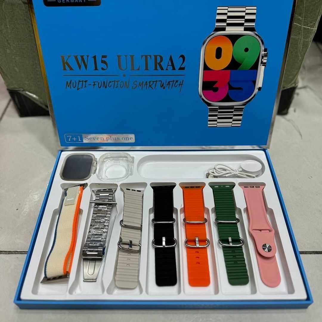 ساعت هوشمند kw15 ultra2 اصلی به همراه ۷ عدد بند اضافه