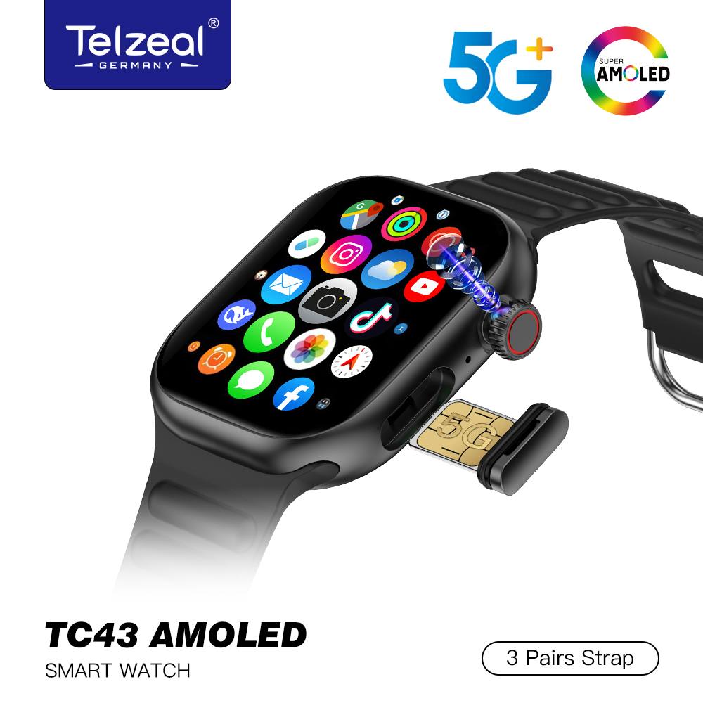 ساعت هوشمند سیم کارت خور دوربین دار tc43 اصلی amoled با ۶۴ گیگ حافظه و ریجستر