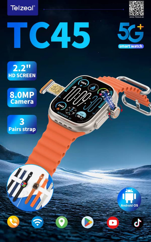 ساعت هوشمند سیم کارت خور دوربین دار tc45 اصلی با اینترنت 5G