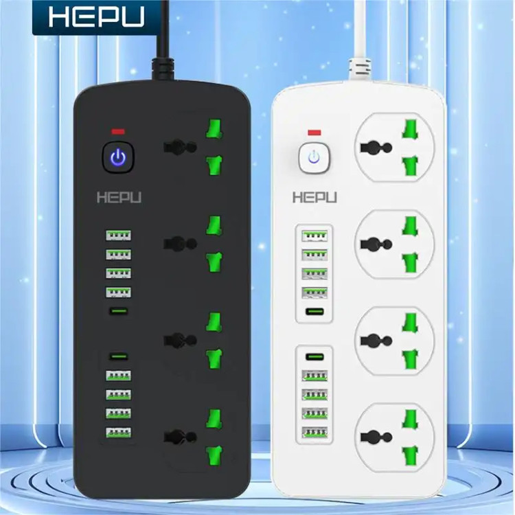 چند راهی هپو H05 3000W با 8 ورودی usb و 2 PD مقاوم در برابر شعله و شوک الکتریکی کیفیت عالی