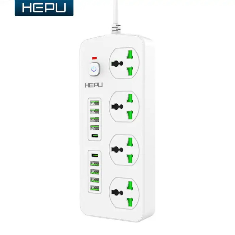 چند راهی هپو H05 3000W با 8 ورودی usb و 2 PD مقاوم در برابر شعله و شوک الکتریکی کیفیت عالی