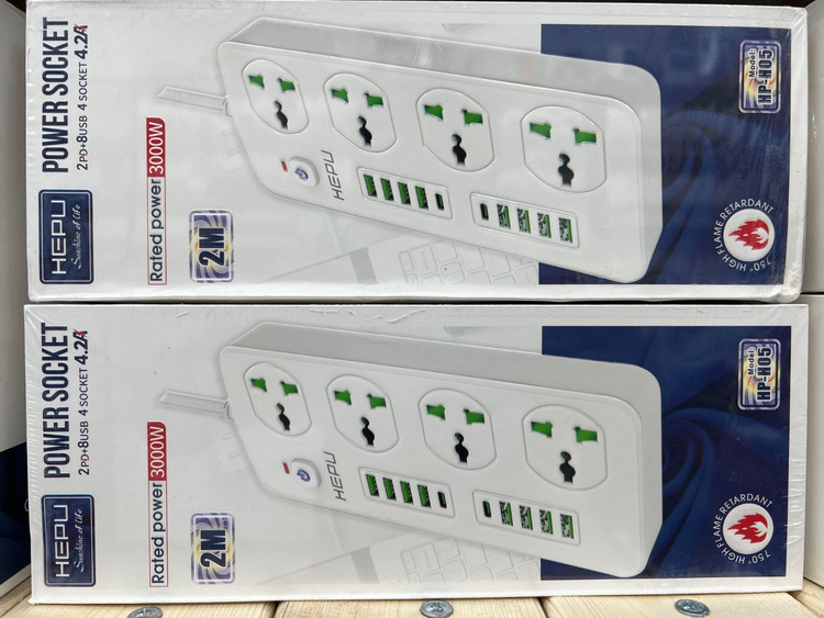 چند راهی هپو H05 3000W با 8 ورودی usb و 2 PD مقاوم در برابر شعله و شوک الکتریکی کیفیت عالی