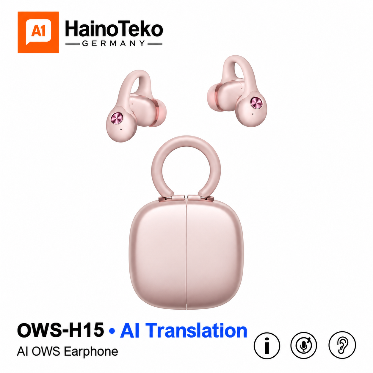 ایرپاد صورتی زنانه لاله گوش هاینو تکو مدل ows h15 اصلی