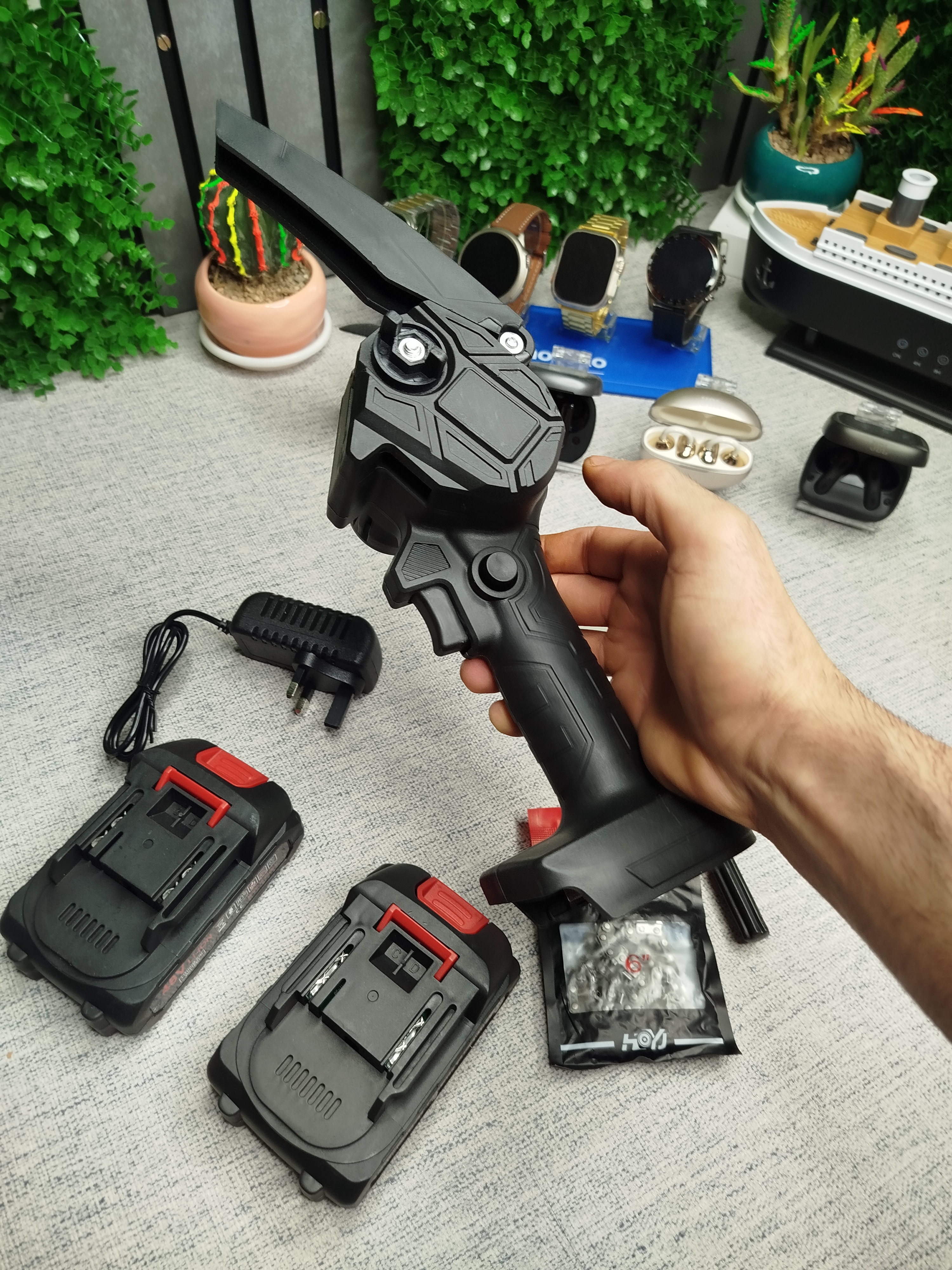اره زنجیری شارژی CHAINSAW همراه ۲ باتری ۴۸ ولت کیفیت عالی