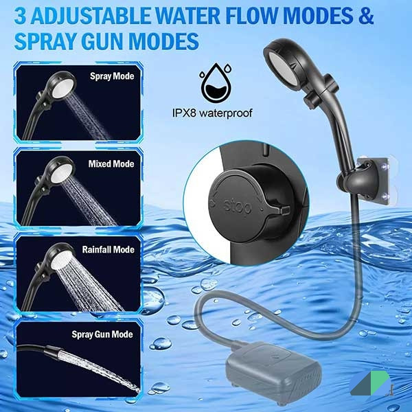 دوش کمپینگ و سفر شارژی قابل حمل SH-1230 اصلی با نمایشگر هوشمند